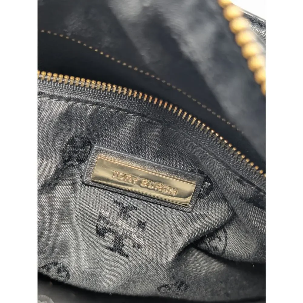 Tory Burch Fleming‎ Black Leather Shoulder Bag Quilted Chain Top Zip